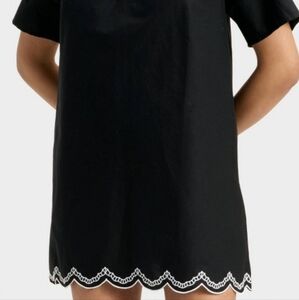 Universal Thread Black Short Sleeve Eyelet Embroidered A-Line Dress